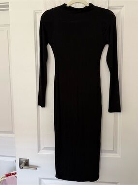 naked wardrobe Black Long Sleeve Bodycon Midi Dress